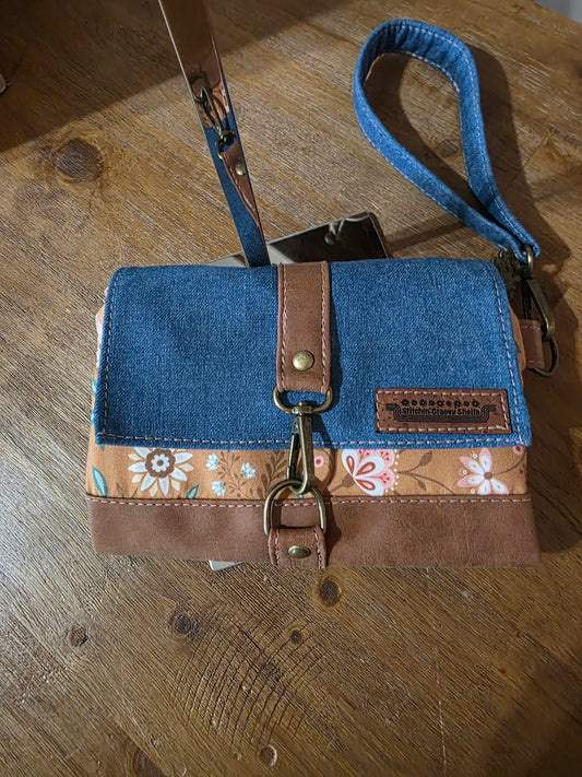 Blue jean wristlet wallet purse