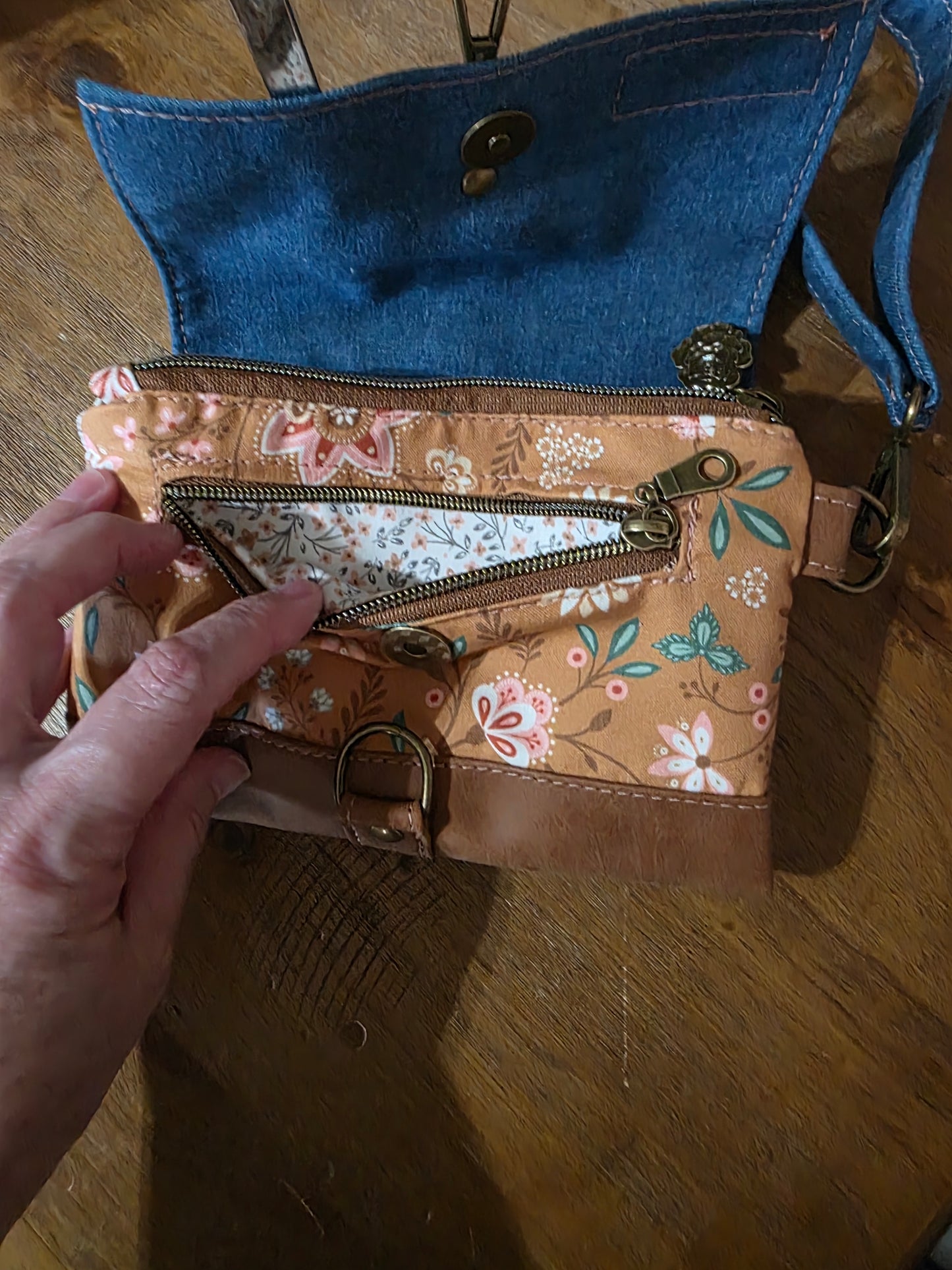 Blue jean wristlet wallet purse