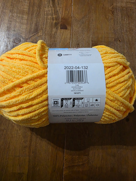 Bernat baby blanket yarn sparkle 10.5 oz golden sparkle