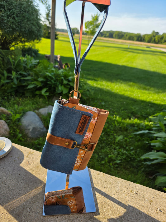 Blue jean wristlet wallet purse