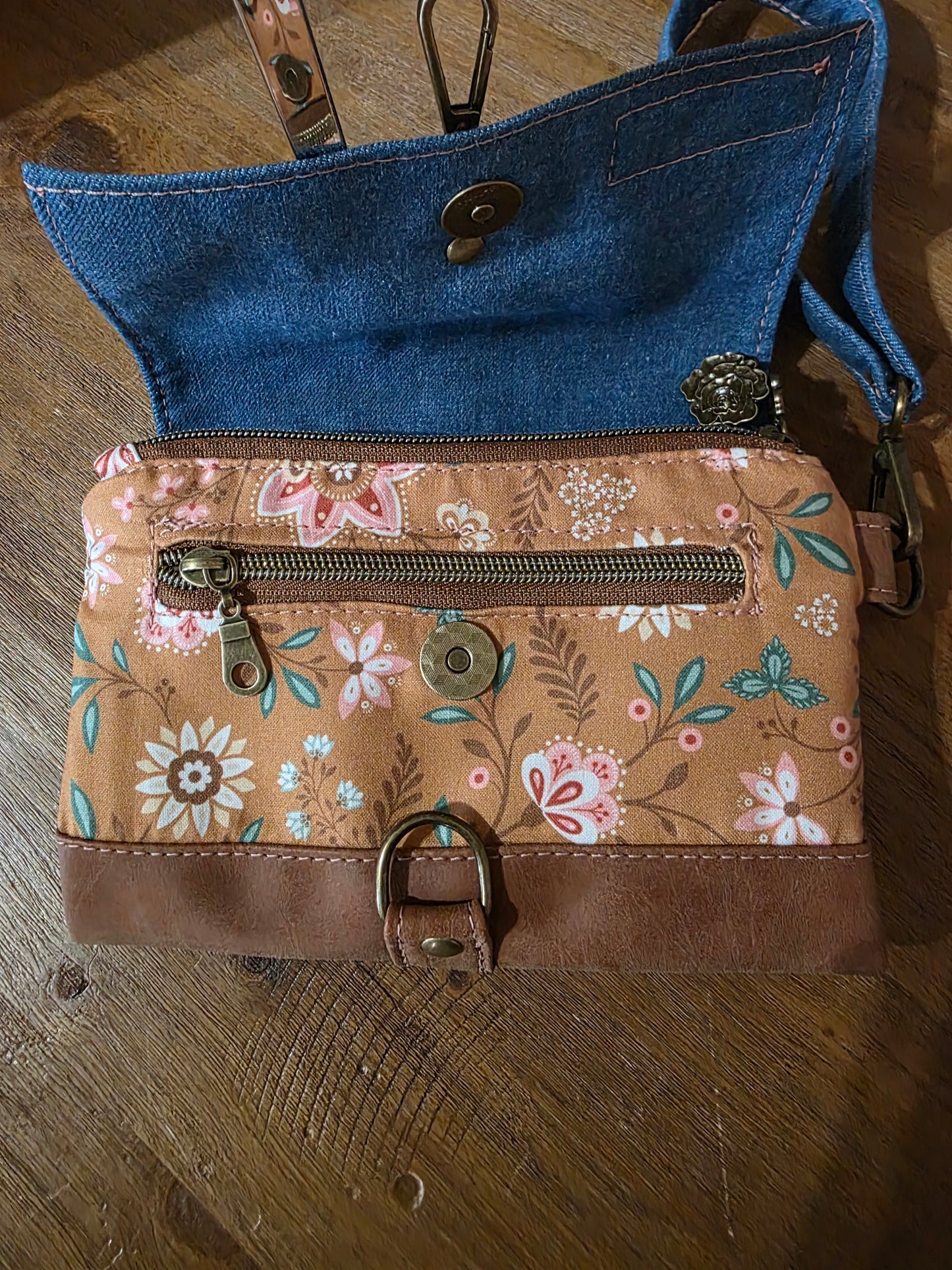 Blue jean wristlet wallet purse