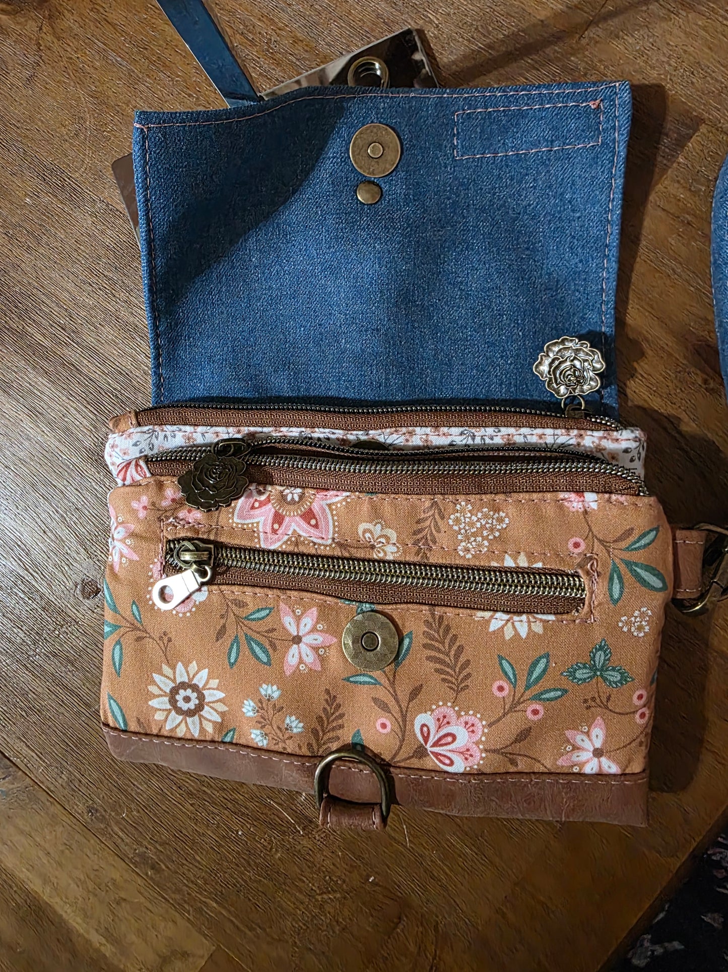 Blue jean wristlet wallet purse
